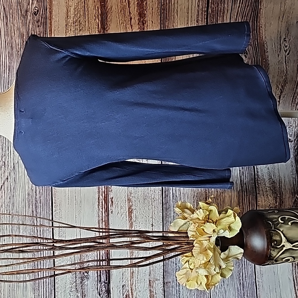 NEW ALFANI DARK BLUE LONG SLEEVE ASYMMETRICAL PULLOVER SWEATER - Picture 5 of 11